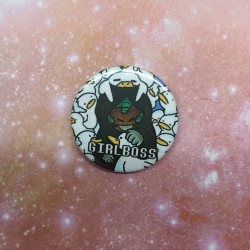 A closeup of the 25mm badge